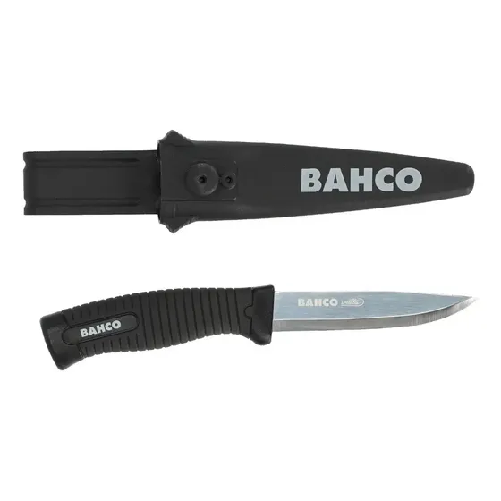 Cuchillo Bahco 2446 con funda Survival Camping Fishing Trail, color negro