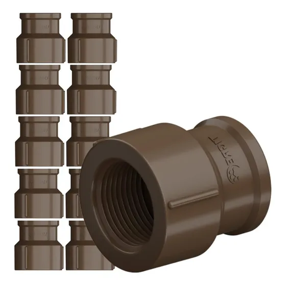 Kit 10 Luva Soldável Com Rosca Pvc Marrom De 1 32mm Tigre