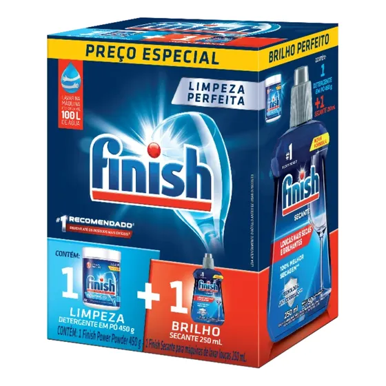 Kit Finish 450g Detergente Pó + 250ml Secante Lava Louças