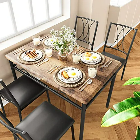 Mesa Comedor Con 4 Sillas, Compatible Con Cocina/comedor 
