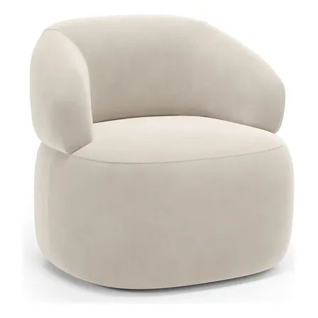 Poltrona Orgânica Giratória Living Glee Veludo Bege