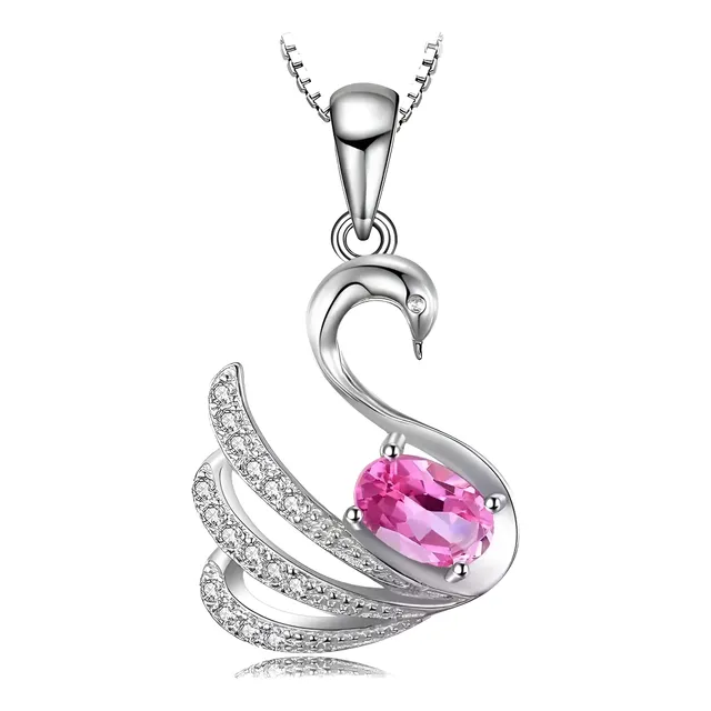 Collar Cisne En Plata Y Topacio Incrustado Para Mujer
