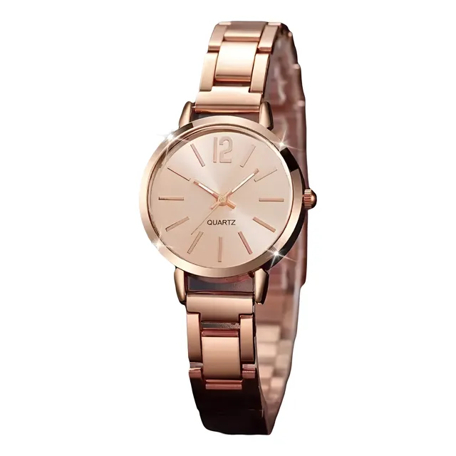 Reloj Mujer Quartz Elegante Acero Inoxidable Oro Rosa
