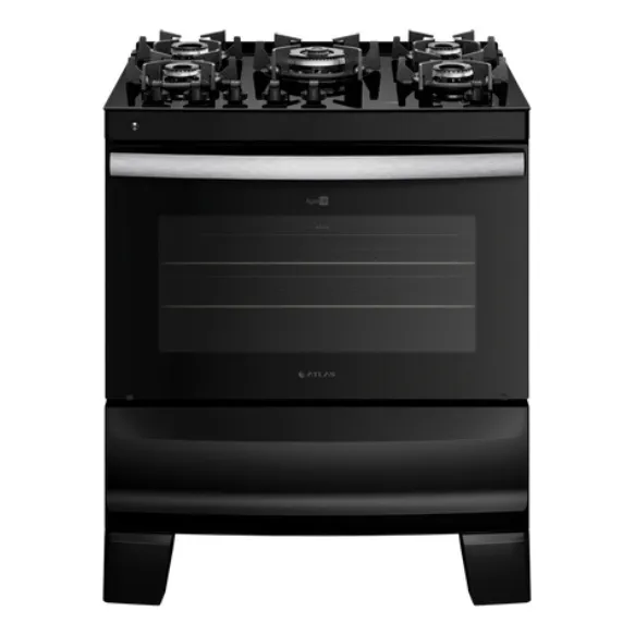 Fogão 5 Bocas Atlas Agile Up Glass Mesa Vidro Preto 127/220V