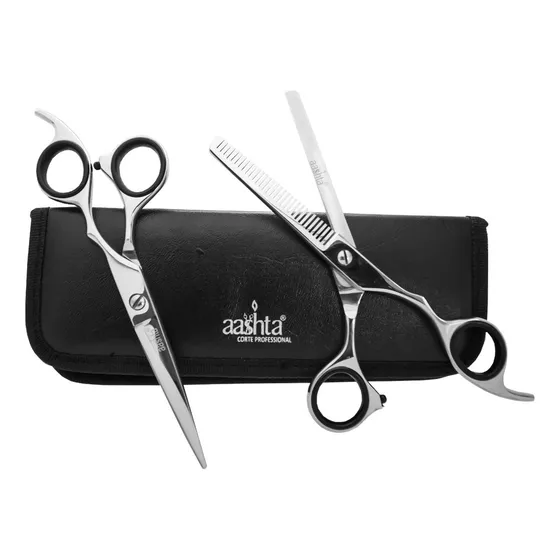 Estuche De Tijeras Para Estilista Barber Peluquero Aashta 6 Color Plateado