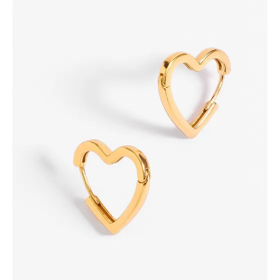 Arracadas En Forma De Corazón Nice 4 Baños Oro 18k