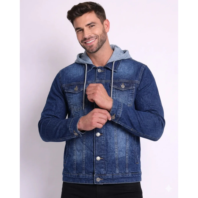 Jaqueta Masculina Sarja Jeans Slim Cores Clássicas Premium Jaqueta Masculina Sarja Jeans Slim Cores Clássicas Premium