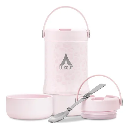 Termo Comida Acero 591 Ml Lukout + Cuchara Y Recipiente