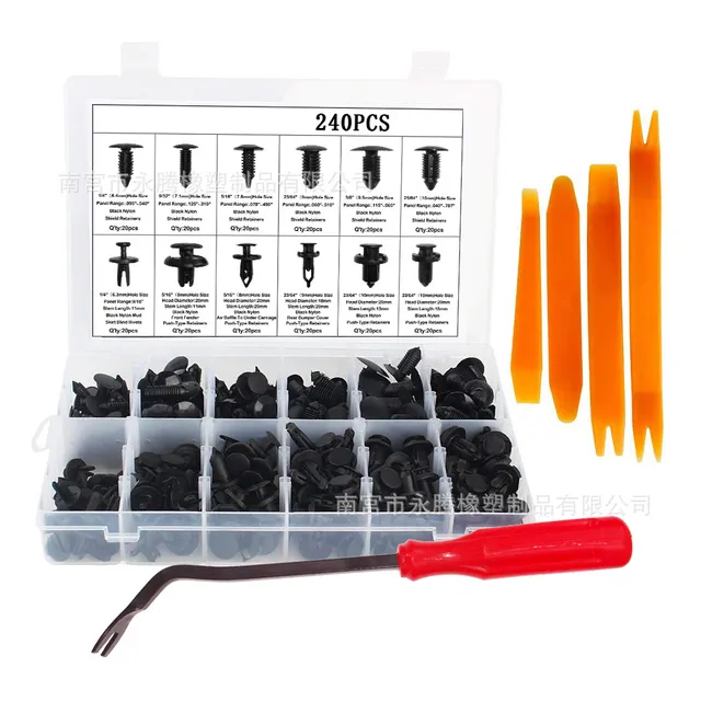 Kit De Remaches Y Clips De Plástico Para Auto 255 Piezas
