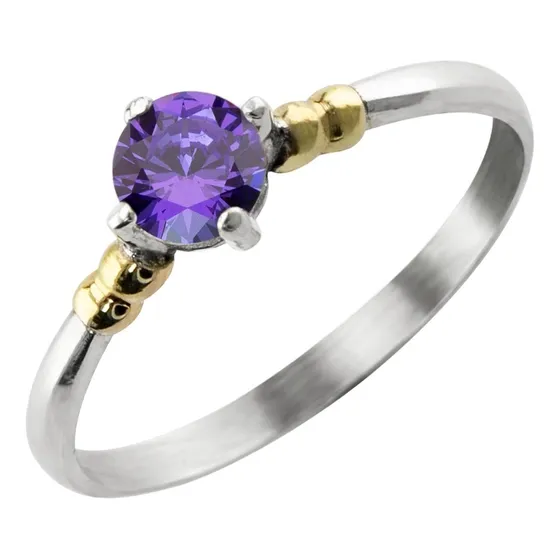 Anillo Compromiso Plata Y Oro Solitario Piedra Central