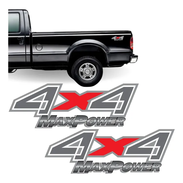 Kit Adesivos Laterais 4x4 Max Power Cinza Ford F-250 Caçamba
