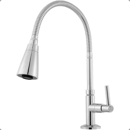Torneira Gourmet Para Pia De Cozinha Para Bancada De Mesa Flexível 360º Dois Jatos Prateada Prateado Brilhante