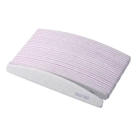 Kit 25 Lixas Bumerangue Lavável Dupla Face 100/180 Unha Gel Branco