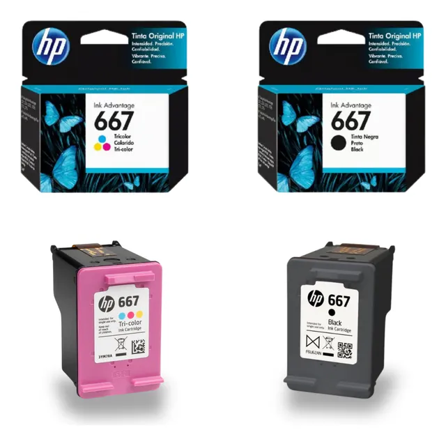 Pack Cartuchos Originales Hp 667 Set Armados Recargables
