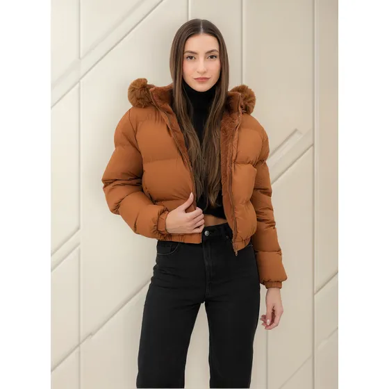 Campera Puffer Reversible Capucha Desmontable Con Piel