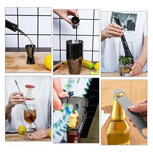 Cosrack Juego 18 Repuesto Coctelera Negro Mate Soporte Para