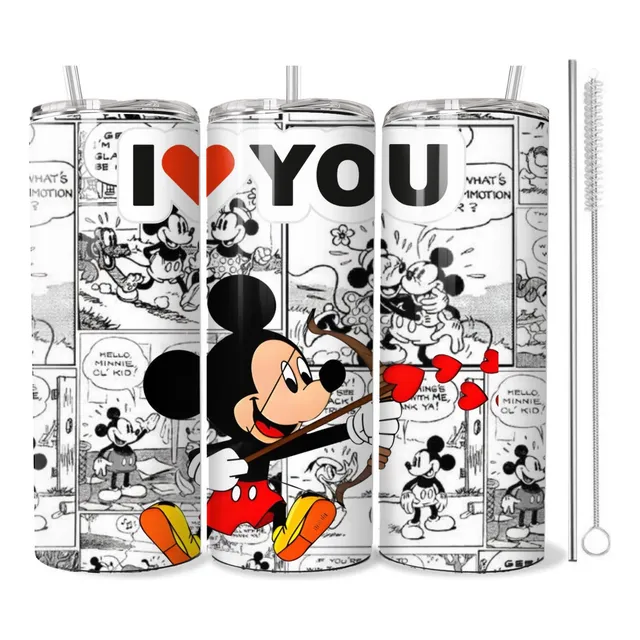 Termo Skinny Mickey Mouse I Love You Acero Inoxidable