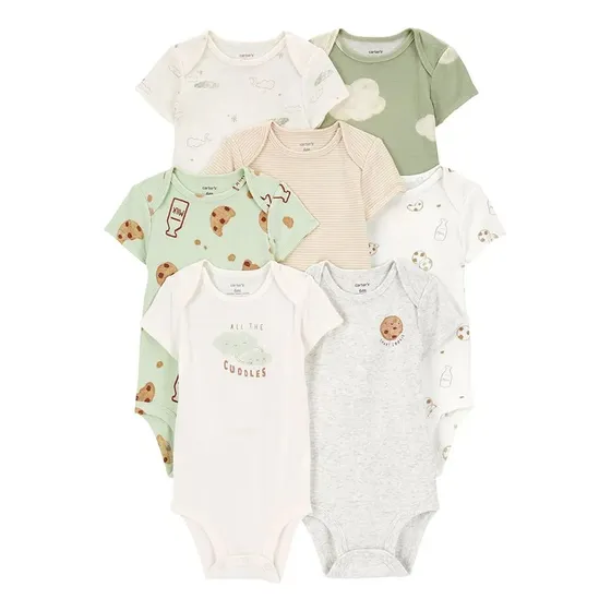 Pack 7 Bodys Carters Manga Corta Beige 12 Meses
