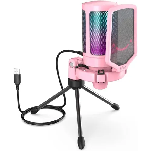 Micrófono Gamer Condensador Usb De Juegos Fifine Color Rosa