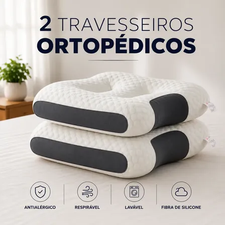 2 Travesseiros Ortopédico Cervical Anatômico Antialérgico Branco