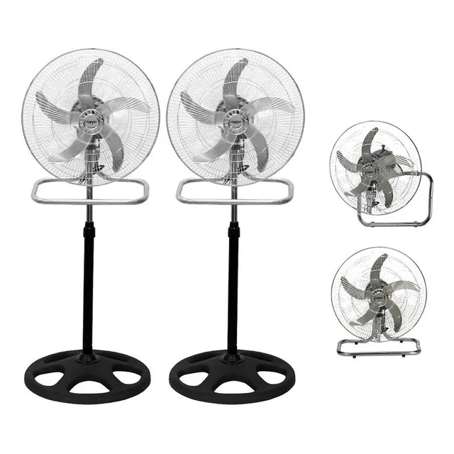 Pack X2 Ventiladores 3 En 1 Nappo 5 Aspas Metálicas 70w Estructura Negro Aspas Gris Diámetro 46 cm Frecuencia 50 Material de las aspas Metal