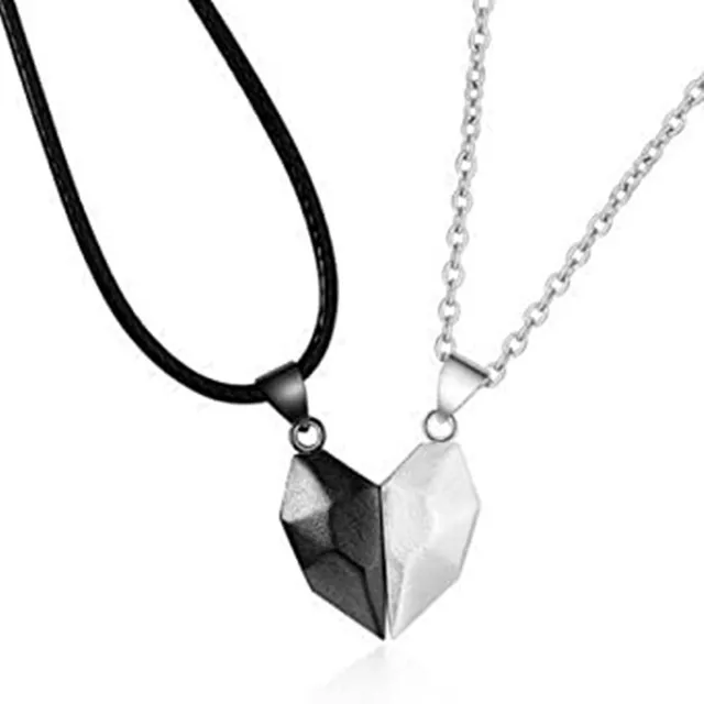 Collar Parejas Corazón Imantado Cadena Acero Inoxidable Amor