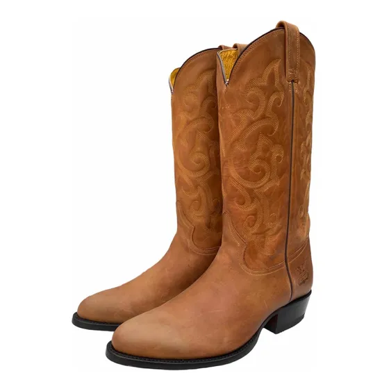 Bota Vaquera Caballero Piel Rudel Acabado Crazy Miel Oval