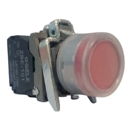 Pulsador Luminoso Rojo 22mm Ip65 Sin Ba9s 12-240vac (10 Pz)