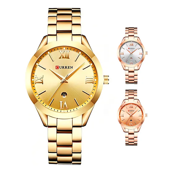 Bello Reloj Curren 9007 De Dama Color de la correa Dorado