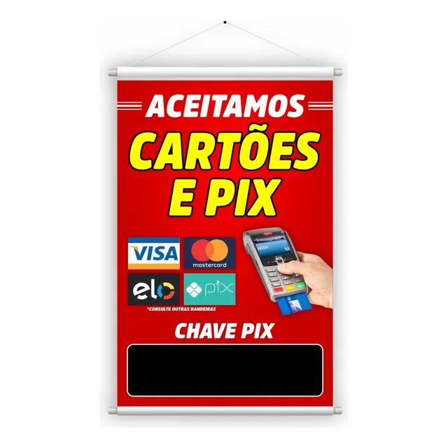 Banner Pronto Aceitamos Cartões E Pix, Loja Comércio, 1un