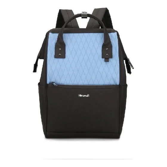Himawari - Mochila Escolar O De Viaje Porta Laptop H0711-4 Color Azul Y Negro Diseño De La Tela Lisa