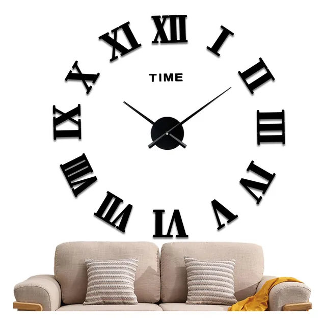 Reloj Pared Numero Romano Marco 3d Diseño Moderno Adhesivo