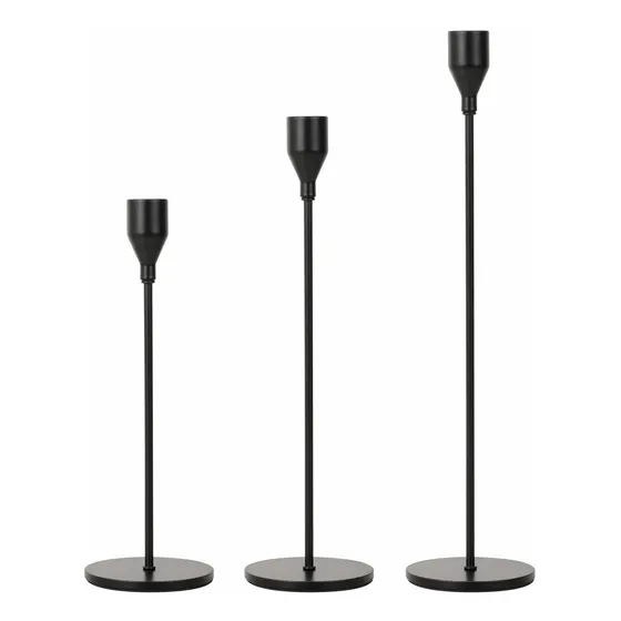Frtim Juego 3 Portavela Negro Color Chimenea Centro Mesa