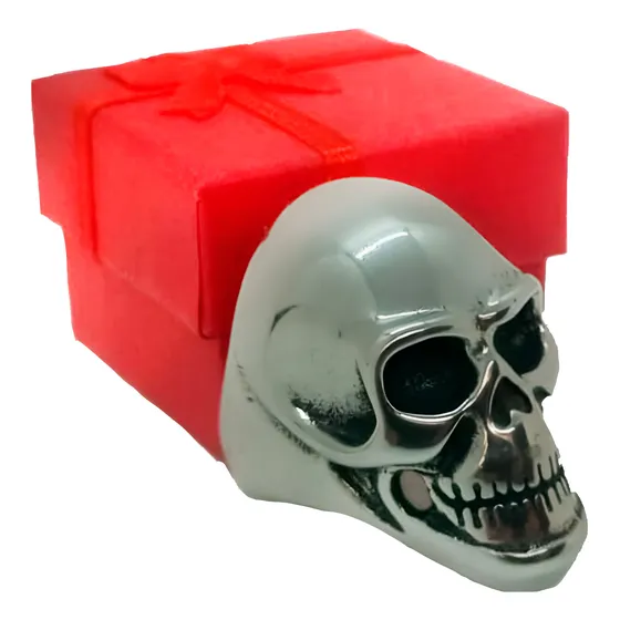 Anillo Macizo Hombre De Acero Quirúrgico Calavera Y Estuche