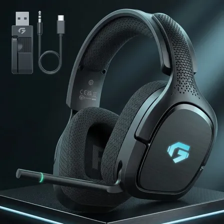 Fone De Ouvido Headset Gamer Sem Fio Olafvi Captain 700 Pro Over-ear Microfone Cancelamento Ruído Pc Videogame