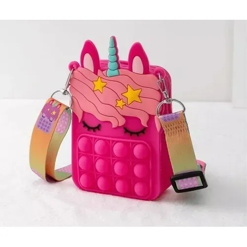 Cartera Pop It Unicornio Acabado De Los Herrajes O Correa De Hombro Multicolor Diseño De La Tela Unicornio2