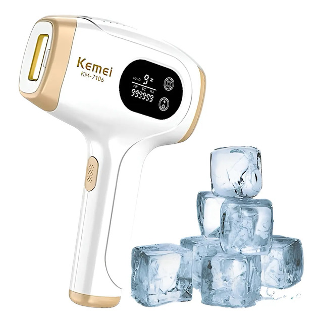 Depilador Kemei Luz Pulsada Ipl Kemei Sensação Gelo Km-7106 Depilação Lase Cor Branco 127/...