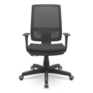 Cadeira Brizza Presidente Plaxmetal Giratória Braço Encosto Tela Assento Poliéster Cor Preto Cadeira Brizza Presidente Plaxmetal Giratória Braço Encosto Tela Assento Poliéster Cor Preto