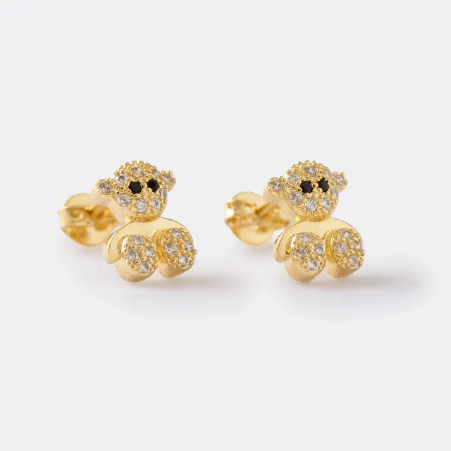 Aretes Osito En Oro Laminado De 18k