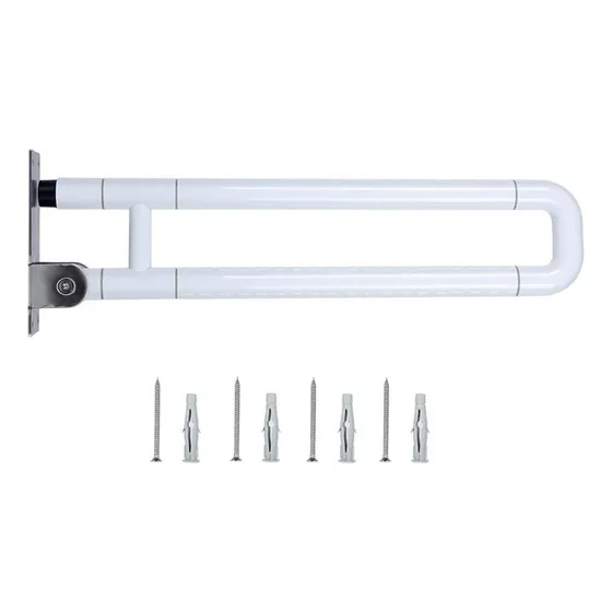 Barra Seguridad Para Discapacitados Abatible Acero Inox 60cm Color Blanco