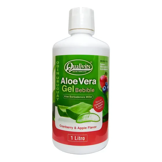 Aloe Vera Bebible Qualivits 1 Litro Sabor Manzana Arándano Sabor Manzana Y Arándanos