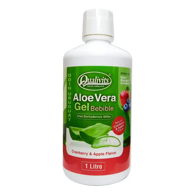Aloe Vera Bebible Qualivits 1 Litro Sabor Manzana Arándano Sabor Manzana Y Arándanos