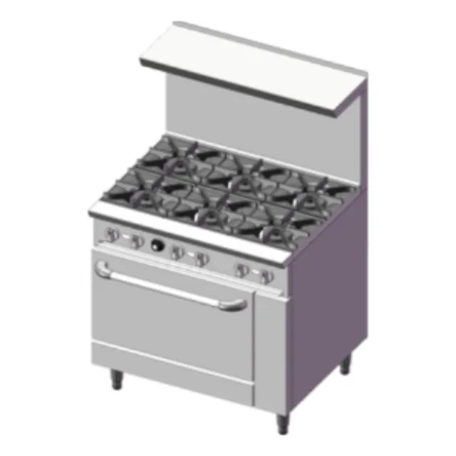 Estufa Migsa Dcr36-6q Gas 6 Quemadores Horno Acero Cocina