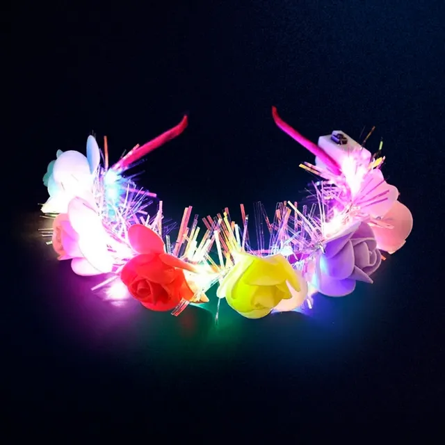 Cintillo De Flores Led Hora Loca Fiestas Cotillon