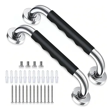 Agarradera para baño recta Vida Buenas 1 color negro inoxidable de acero 50cm Pack por 2