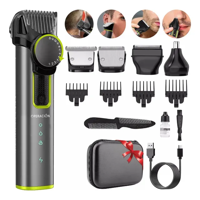 Operacion® Rasuradora Eléctrica Barba Afeitadora Cortadora 4en1 Color Gris Professional Recharge