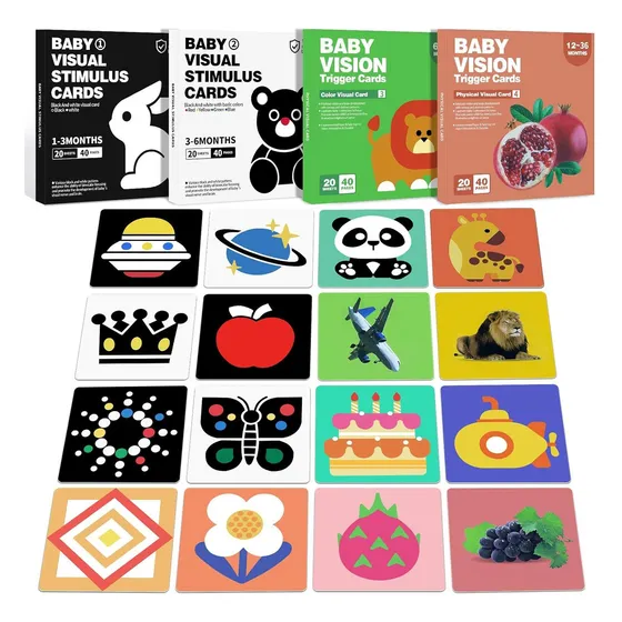 Set Tarjeta Estimulación Visual Cognitivas Bebé 0 -36 Meses
