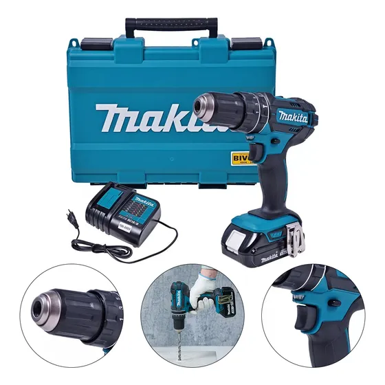 Taladro Percutor Atornillador Inalámbrico De 12Mm Makita Dhp482Y002 1 Batería De 1.5Ah Con Maletín De Transporte 50Hz