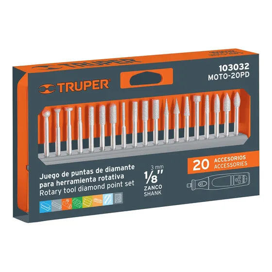 Juego De 20 Puntas Diamantadas Para Minitorno Truper