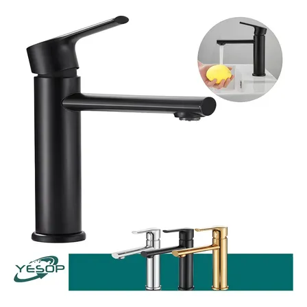 Torneira Pia Banheiro Misturador Monocomando Lavabo Yesop Acabamento Fosco Cor Preto